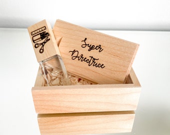 Engraved wooden USB box 8G glass USB key end-of-year gift * mistress * master * nanny * nursery * ect