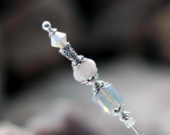 Premium Crystal Hat Pin, Sand Opal Design with Glass Detail, Womens Hat Accessory, Multiple Lengths Available