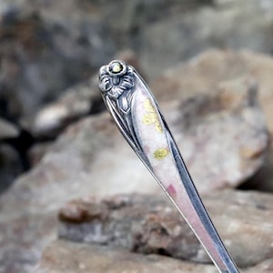 Multi Use Clip, Upcycled Vintage Daffodil Pattern Silverware Spoon Handle To Use As A Cigarette Clip, Bracelet Fastener or Atm Card Grabber