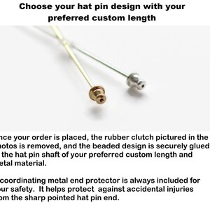 Black Faceted Glass and Cream Pearl Hat Pin in Custom Lengths, Classic Design Hatpins or Stick Pins for Womens Hats, Scarves or Coats immagine 6