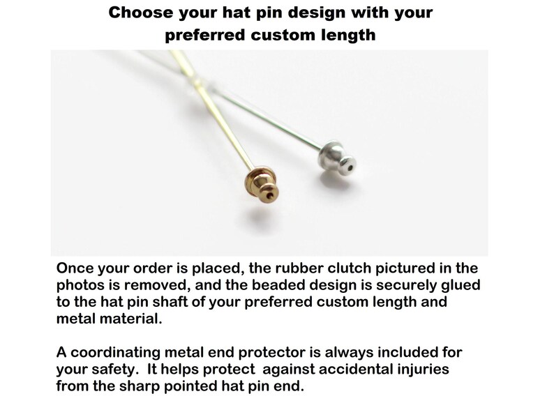 Black Faceted Glass and Cream Pearl Hat Pin in Custom Lengths, Classic Design Hatpins or Stick Pins for Womens Hats, Scarves or Coats immagine 6