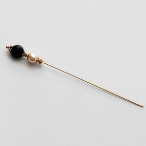 Black Faceted Glass and Cream Pearl Hat Pin in Custom Lengths, Classic Design Hatpins or Stick Pins for Womens Hats, Scarves or Coats immagine 5