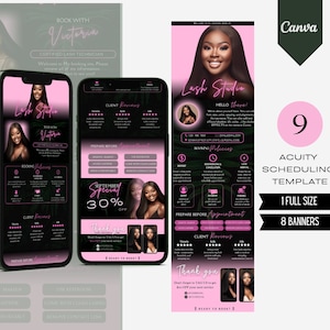Pink Neon Acuity Scheduling Template Nail Tech, Tropical Editable Acuity Booking Site Template Lash Tech, Esthetician Acuity Banners Canva