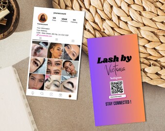 Modelo de cartão de visita do Instagram, cartão de visita profissional Lash Tech, modelo de cartão de visita IG, cartão de visita influenciador, cartão moderno