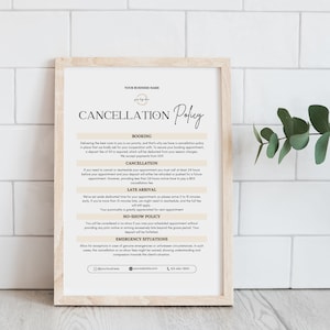 Editable Salon Cancellation Policy Template, Cancellation Spa Policies, Lash Policy Template, Nail Hair Lash Tech From, Esthetician Form