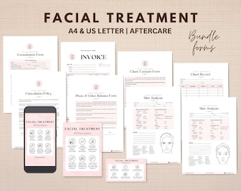 Facial Treatment Form Bundle, Printable Skincare Consent Forms, Editable Esthetician Templates, Facial Consultation Form, Beauty Salon Forms