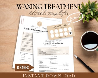 BEWERKBARE Waxbehandelingsformulieren Professionele schoonheidsspecialiste Formulieren Bundel Waxen Toestemmingsformulier Waxen Consultatie Huidverzorgingsformulier Waxen Sjabloon