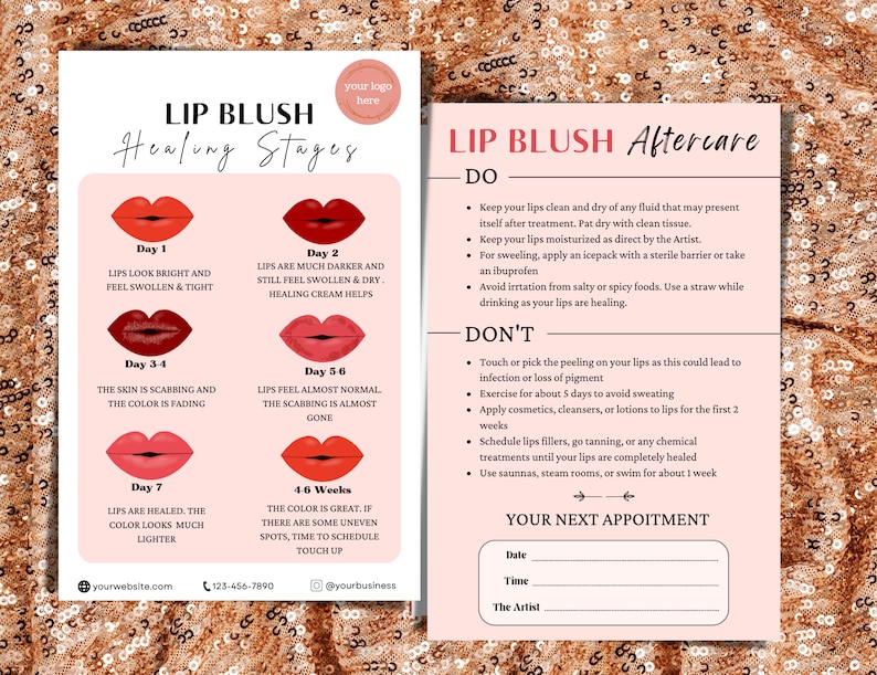 PMU Lip Blush Template DIY Aftercare PMU Card Instruction - Etsy