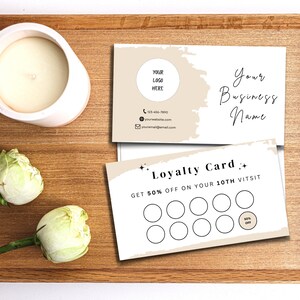 Modern Business Customer Loyalty Card Template, Editable Punch Loyalty Canva, Printable DIY Rewards Discount Template, Beauty Stamp Card image 2