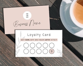 Modern Business Customer Loyalty Card Template, Editable Punch Loyalty Canva, Printable DIY Rewards Discount Template, Beauty Stamp Card