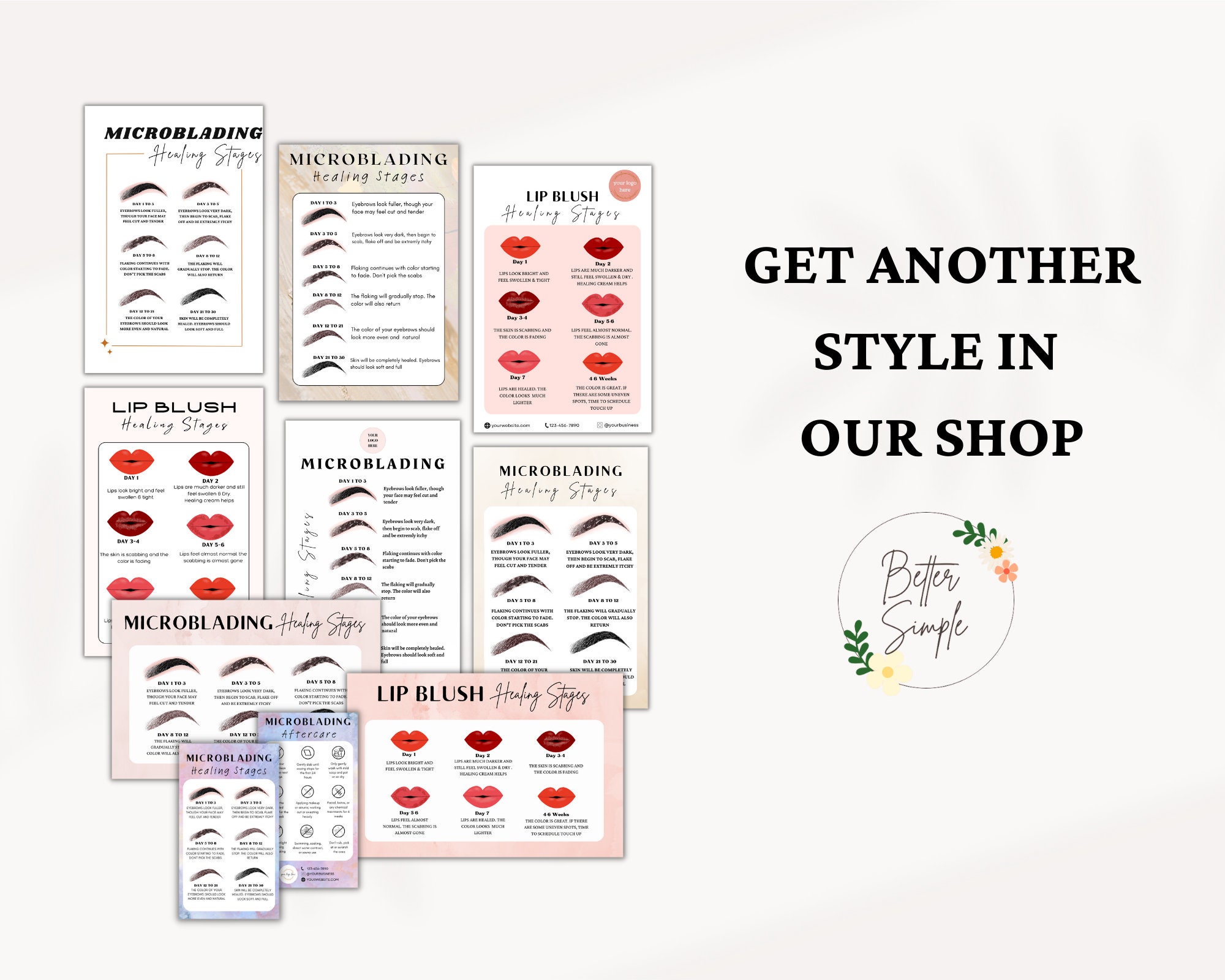 Editable Microblading Aftercare Card Eyebrows Tattoo PMU - Etsy