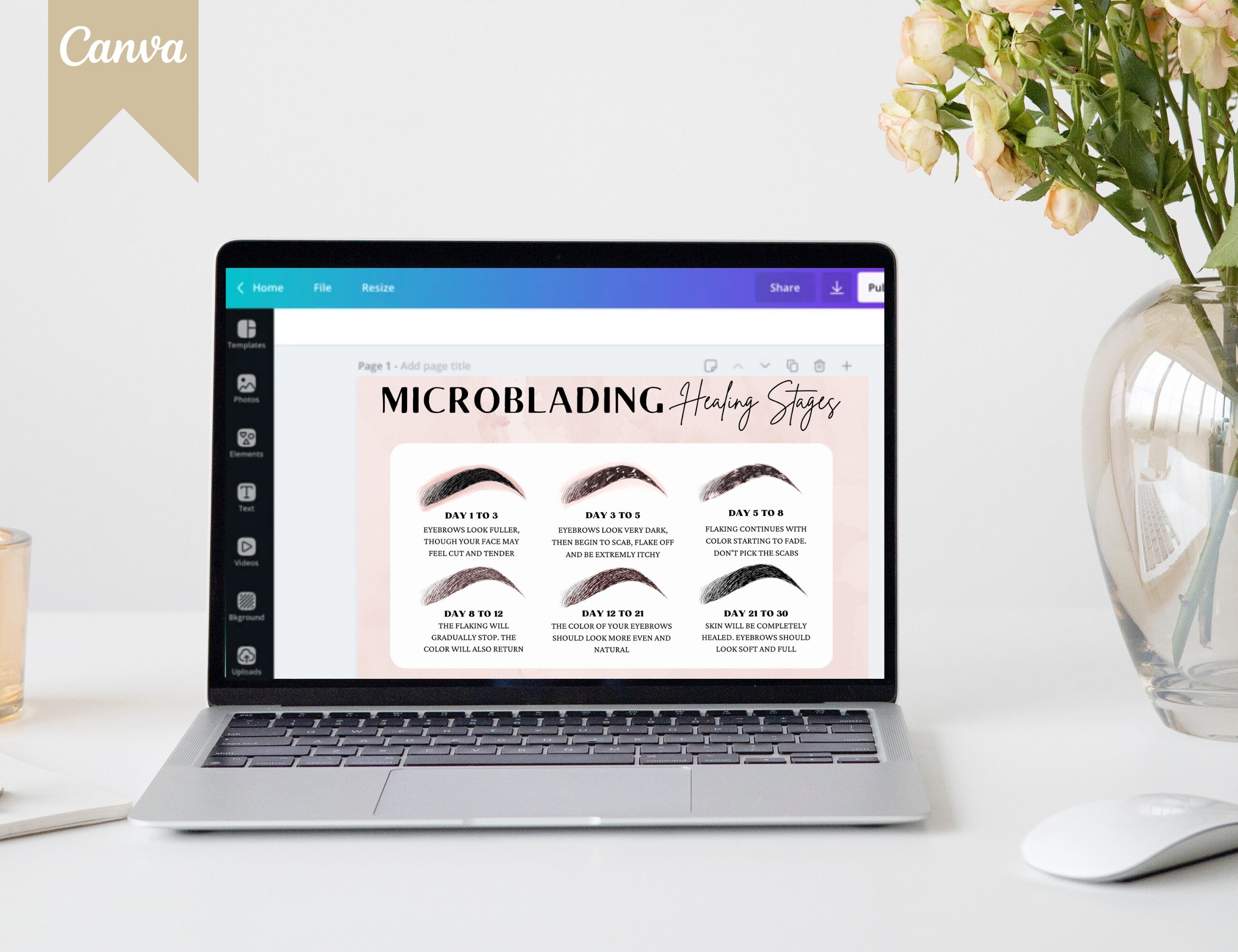 Editable Eyebrows Aftercare Card, PMU Microblading Template DIY Card ...