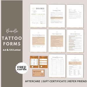 Tattoo Form Bundle, Small Tattoo Form, Editable Tattoo Consent Form, Tattoo Intake Form, Tattoo Artist Business Forms, Tattoo Artist Forms