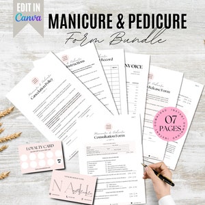 Nail Templates Manicure Pedicure Technician Nail Consent Form Nail Consultation Nail Tech Nail Aftercare Salon Spa Forms Nail Artist Forms