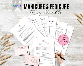 Nagelsjablonen Manicure Pedicure Technicus Toestemmingsformulier voor nagels Nagelconsultatie Nageltechniek Nagelnazorg Salon Spa-formulieren Formulieren voor nagelkunstenaars