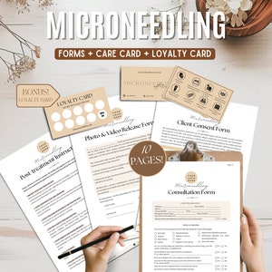 Formulaires de microneedling Modèles de consentement modifiables pour le microneedling Formulaires d'admission au microneedling Formulaires de suivi SPA Formulaire de thérapie par induction au collagène