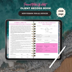 SPAANSE hyperlink Digitaal PMU-klantrecordboek Goodnotes Opmerkelijkheid Tropische PMU-formulieren Intakeformulier voor permanente make-up