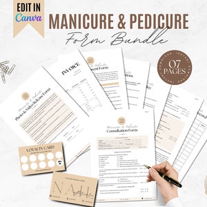 Nail Templates Manicure Pedicure Technician Nail Consent Form Nail Consultation Nail Tech Nail Aftercare Salon Spa Forms Nail Artist Forms