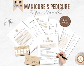 Plantillas de uñas Técnico de manicura y pedicura Formulario de consentimiento para uñas Consulta sobre uñas Tecnología de uñas Cuidado posterior de uñas Formularios para salones de spa Formularios para artistas de uñas