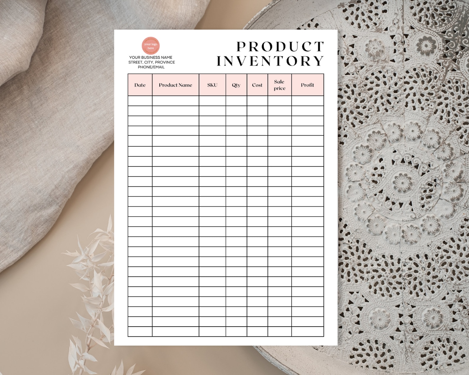 Editable Inventory Management Form, Small Business Inventory Tracker ...