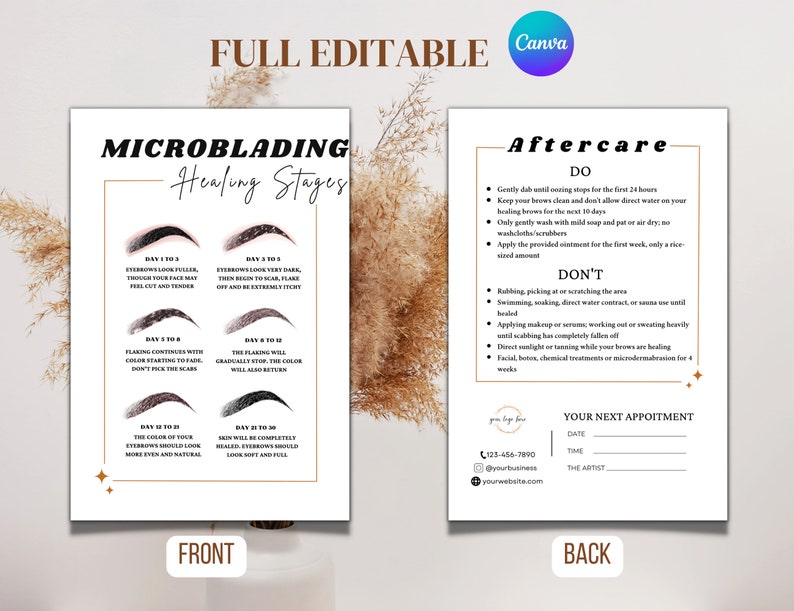Microblading Consent Form, Editable PMU Client Intake, Eyebrows Aftercare Template Card, Phibrows Instruction Healing Process, PMU Forms image 5