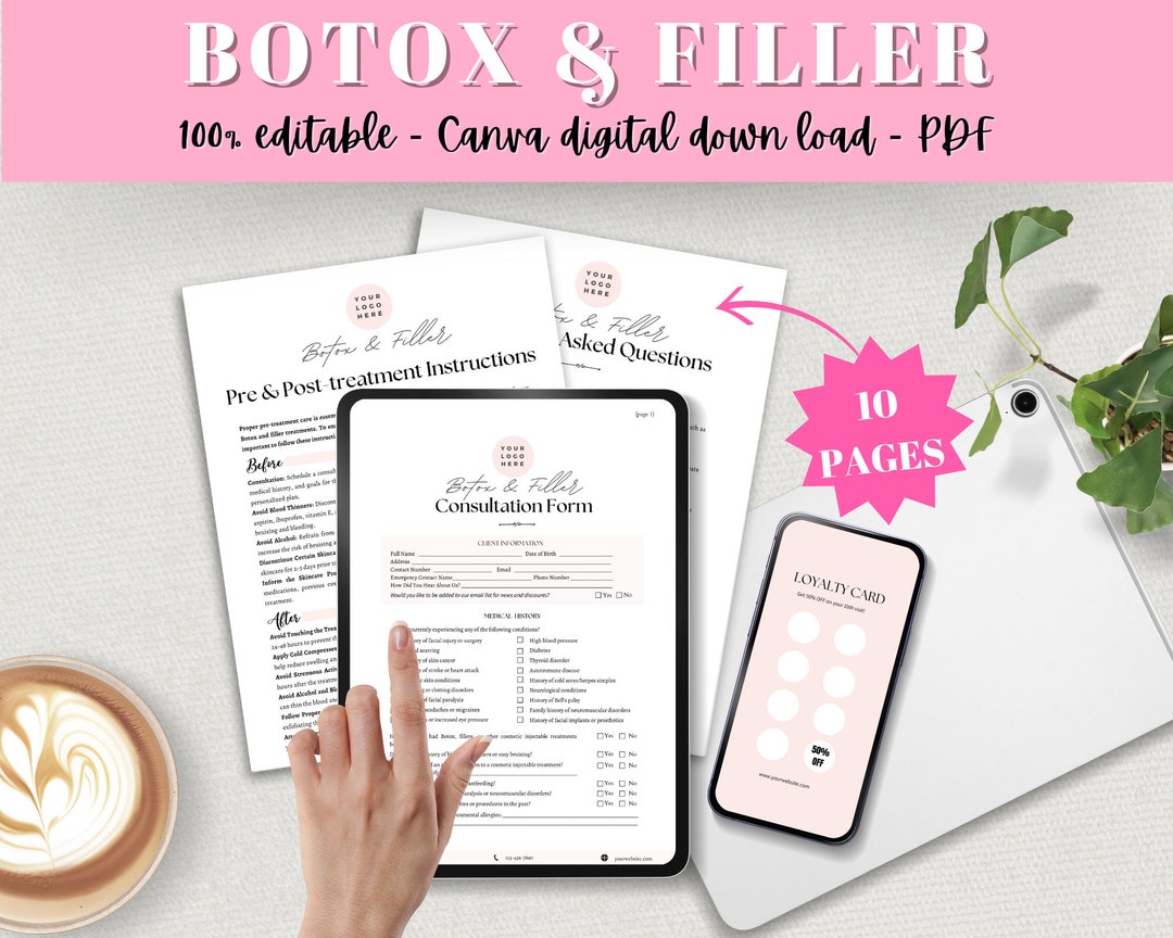 EDITABLE Dermal Filler Botox Botulin Toxin Consultation Forms Consent