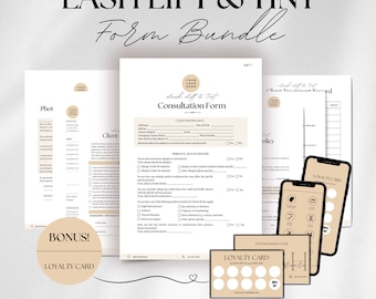 Lash Lift en Tint Formulierbundel Afdrukbare Lash Lift Toestemmingsformulieren Bewerkbare Schoonheidsspecialiste-sjablonen Lash Lift Nazorgkaart Schoonheidssalonformulieren