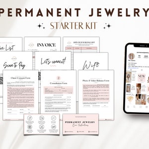 Kit de démarrage pour bijoux permanents, publications Instagram pour bijoux permanents modifiables, formulaire de consentement pour bijoux permanents, carte d'entretien pour bijoux permanents