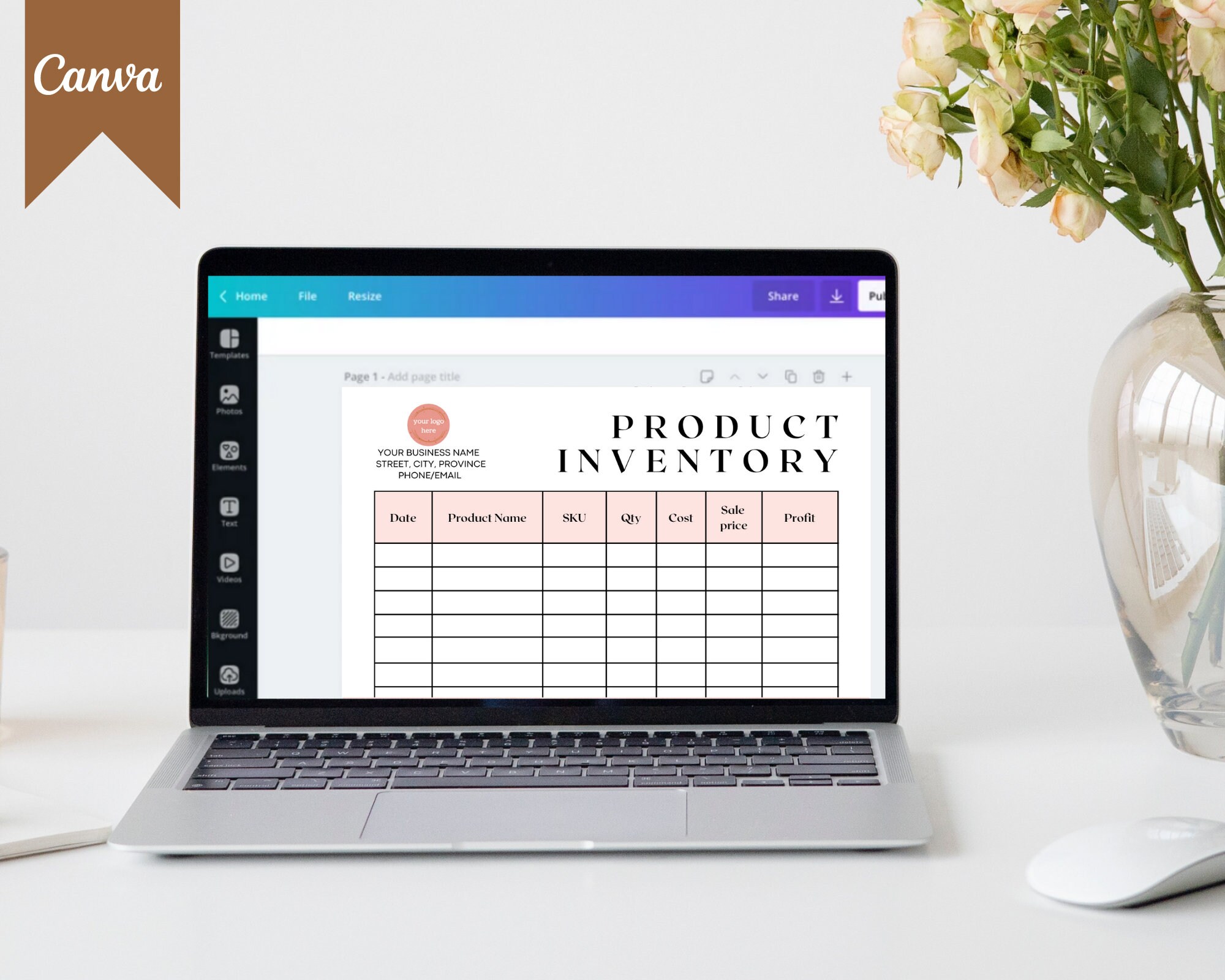Editable Inventory Management Form, Small Business Inventory Tracker ...