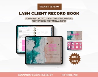 SPAANS HYPERLINK Digitaal Lash-klantrecordboek Goodnotes | Notability Wimperverlengingsformulieren Wimperklantinformatie Wimpernazorg