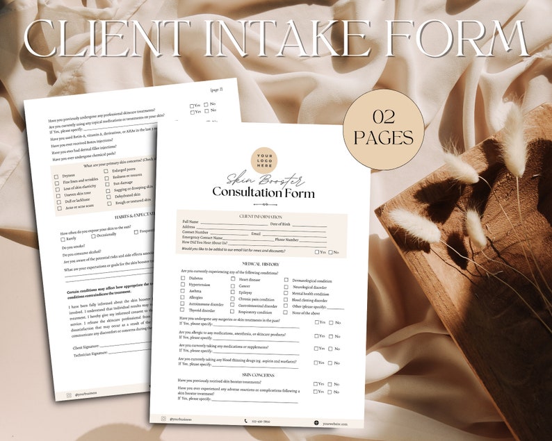 Skin Script Intake Form EDITABLE Skin Booster Consent Form Facial Fillers Esthetician Consent ...