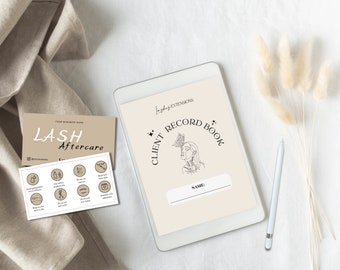Digitales Wimpernklientenbuch, Goodnotes, Notability, Wimpernverlängerungsformulare, bearbeitbare Wimpernklienten-Informationen, Wimpernnachsorgekarte