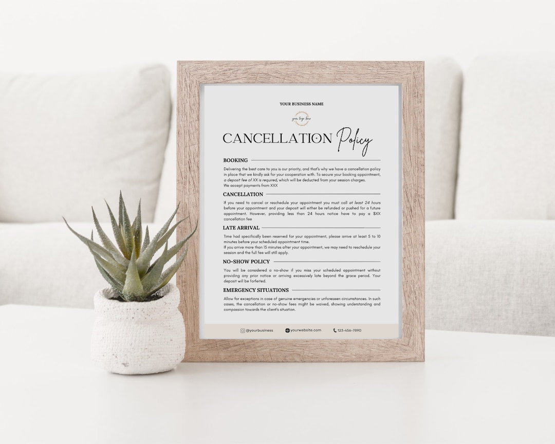Editable Salon Cancellation Policy Template, Cancellation Spa Policies