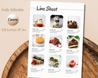 Productcatalogus, regelsjabloon voor groot- en kleinbedrijf, prijslijstsjabloon op canva bewerkbaar, verkoopbladformaat A4 en US Letter