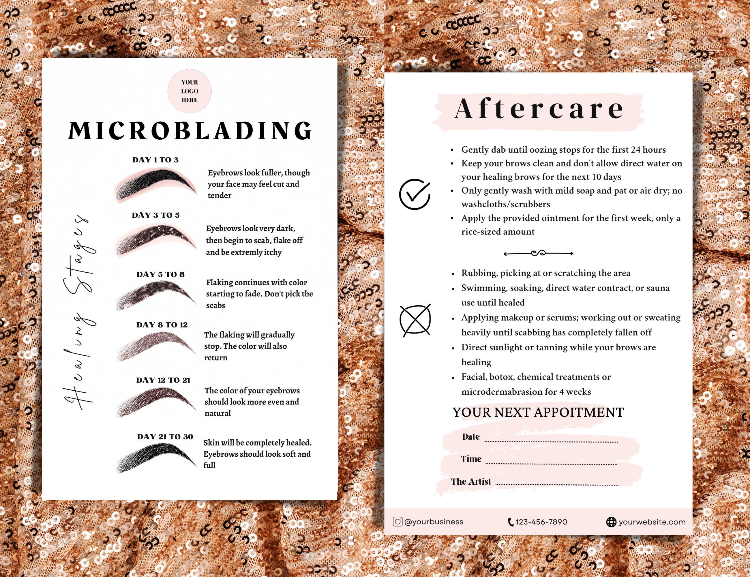 Editable Eyebrows Aftercare Card, PMU Microblading Template DIY Card ...