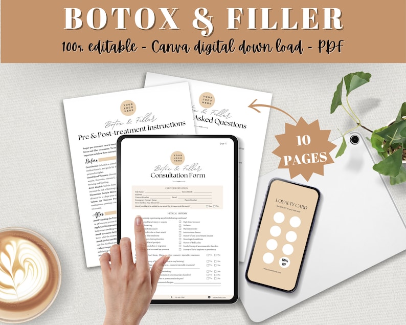 EDITABLE Dermal Filler Botox Botulin Toxin Consultation Forms Consent
