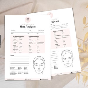 Formulaire d'analyse de la peau, Lot de formulaires pour les soins du visage, Formulaires imprimables de consentement aux soins de la peau, Modèles modifiables pour esthéticienne, Formulaires pour salon de beauté
