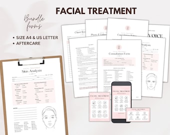 Facial Treatment Form Bundle, Printable Skincare Consent Forms, Editable Esthetician Templates, Facial Consultation Form, Beauty Salon Forms