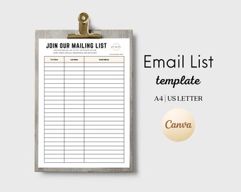 Editable Mailing List Template, Esthetician Email Address List Sign Up Sheet, Spa Beauty Business Forms, Template Canva, Esthetician Form