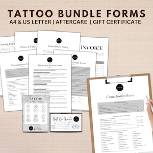 Tattoo Form Bundle, Small Tattoo Form, Editable Tattoo Consent Form, Tattoo Intake Form, Tattoo Artist Business Forms, Tattoo Artist Forms