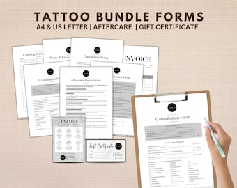 Tattoo Form Bundle, Small Tattoo Form, Editable Tattoo Consent Form, Tattoo Intake Form, Tattoo Artist Business Forms, Tattoo Artist Forms