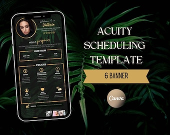 Tropical Editable Acuity Scheduling Template, Black Gold DIY Booking Site Template, Lash Tech, Acuity Revamp, Esthetician Acuity Banners