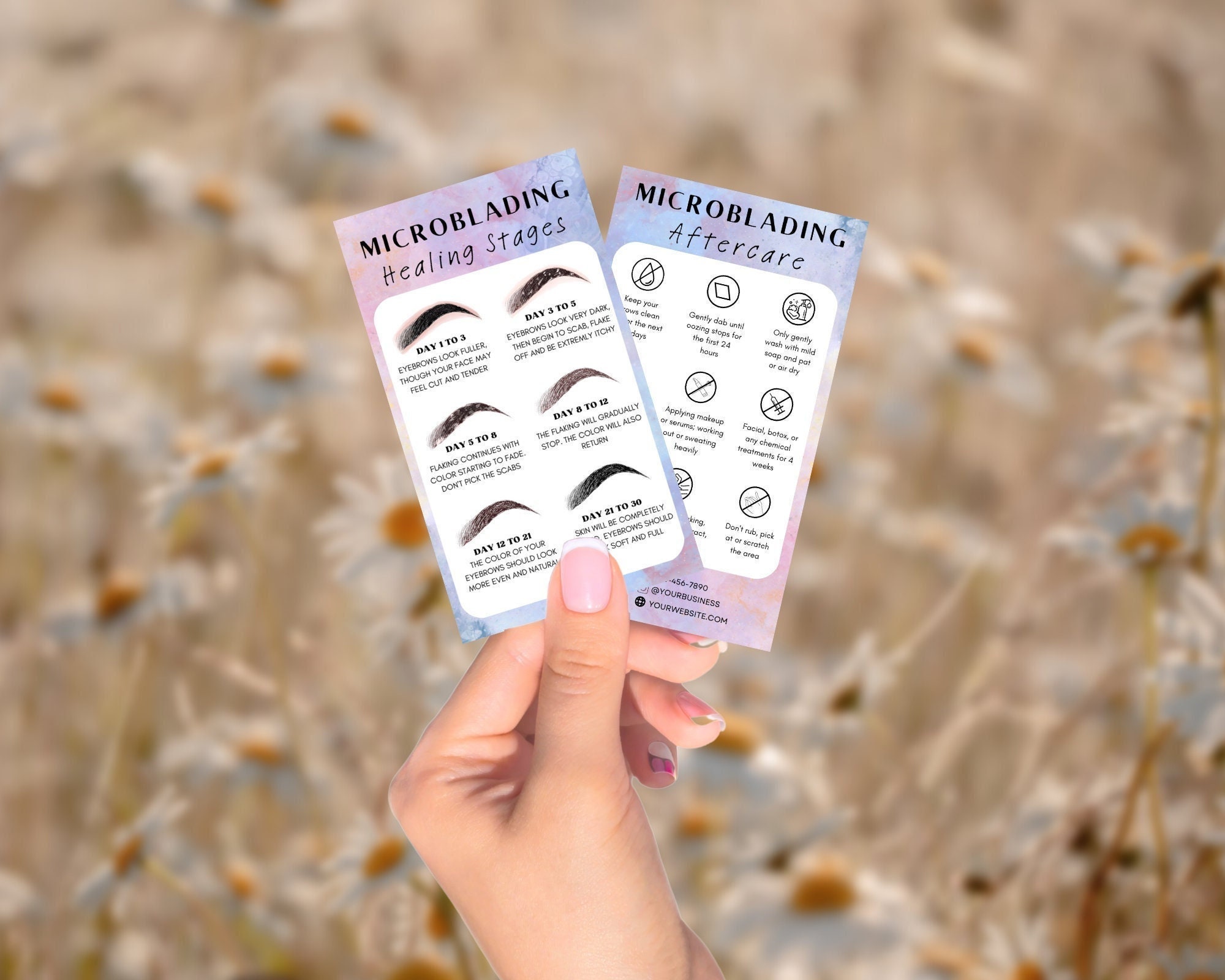 Editable Microblading Aftercare Card Eyebrows Tattoo PMU - Etsy