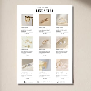 Minimal Modern Line Sheet Template Canva Editable, Instant Download Price Sheet Template,  Price List For Wholesale and Small Business