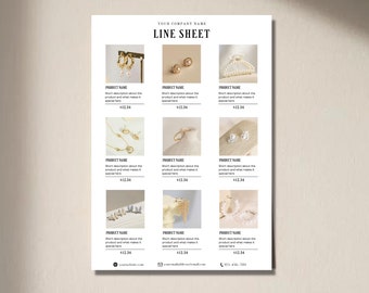 Plantilla de hoja de línea minimalista moderna editable en Canva, plantilla de hoja de precios de descarga instantánea, lista de precios para empresas mayoristas y pequeñas