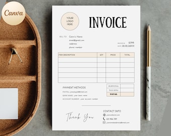 Minimalist Small Business Invoice Template | Download Printable Order Forms | Simple Editable Business Form | Billing Forms Canva Template