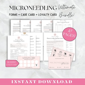 Formulaires de microneedling Modèles de consentement modifiables pour le microneedling Formulaires d'admission au microneedling Formulaires de suivi SPA Formulaire de thérapie par induction au collagène