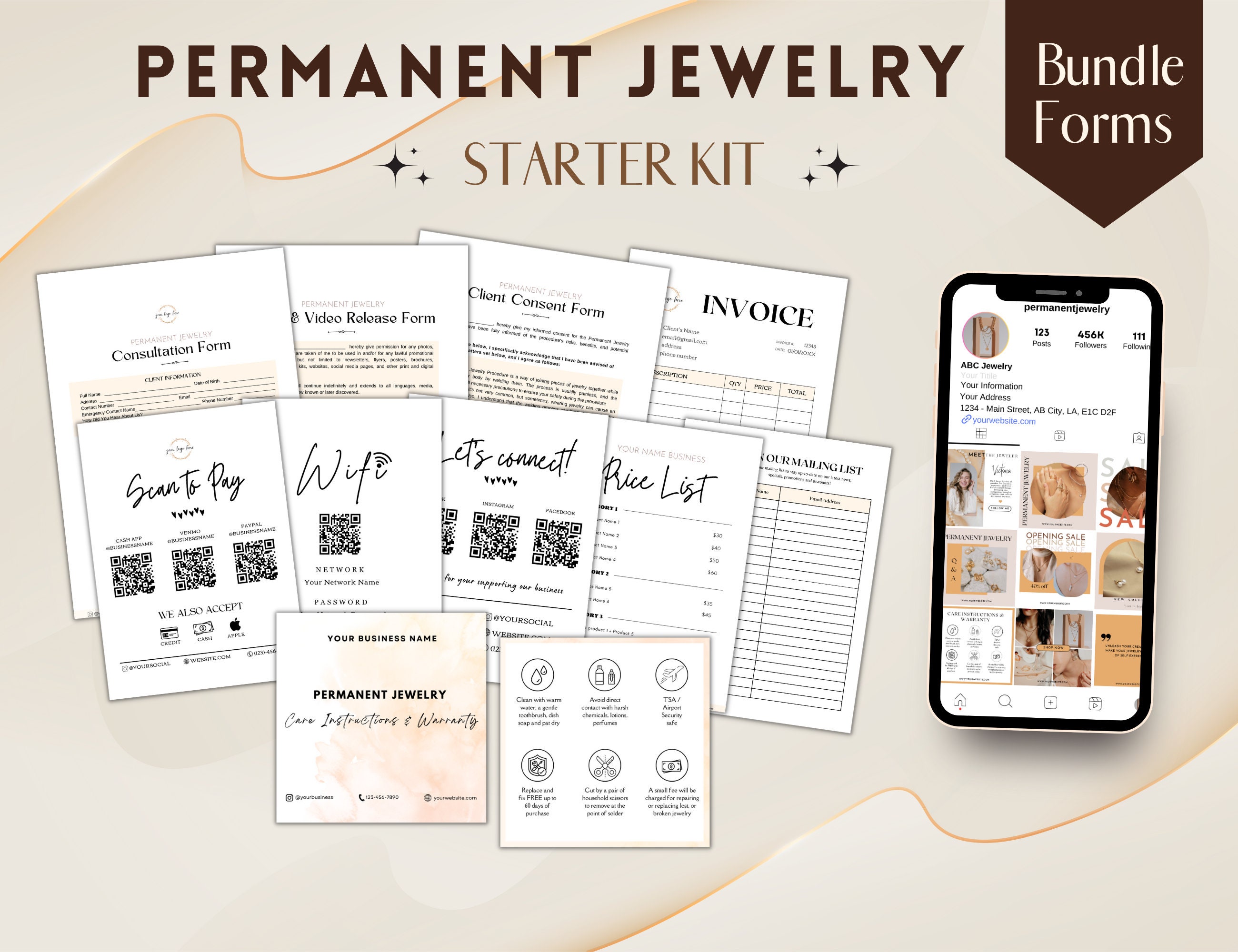 Permanent Jewelry Business Starter Kit, Permanent Jewelry Consent