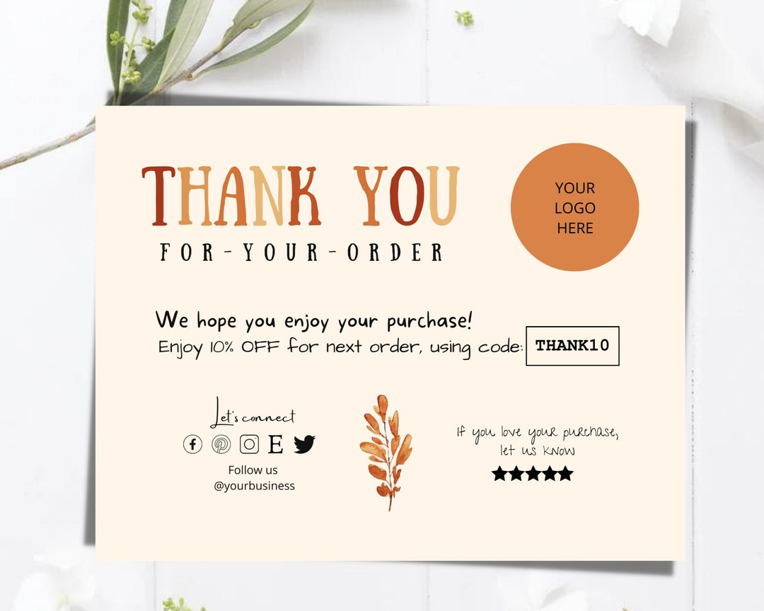 Small Business Thank You Cards Template | Thank You for Your Order ...