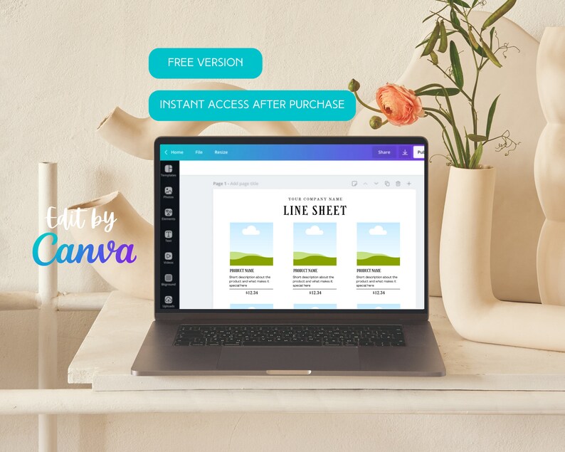 Minimale moderne lijnbladsjabloon Canva bewerkbaar, prijslijstsjabloon direct downloaden, prijslijst voor groothandel en kleine bedrijven afbeelding 5